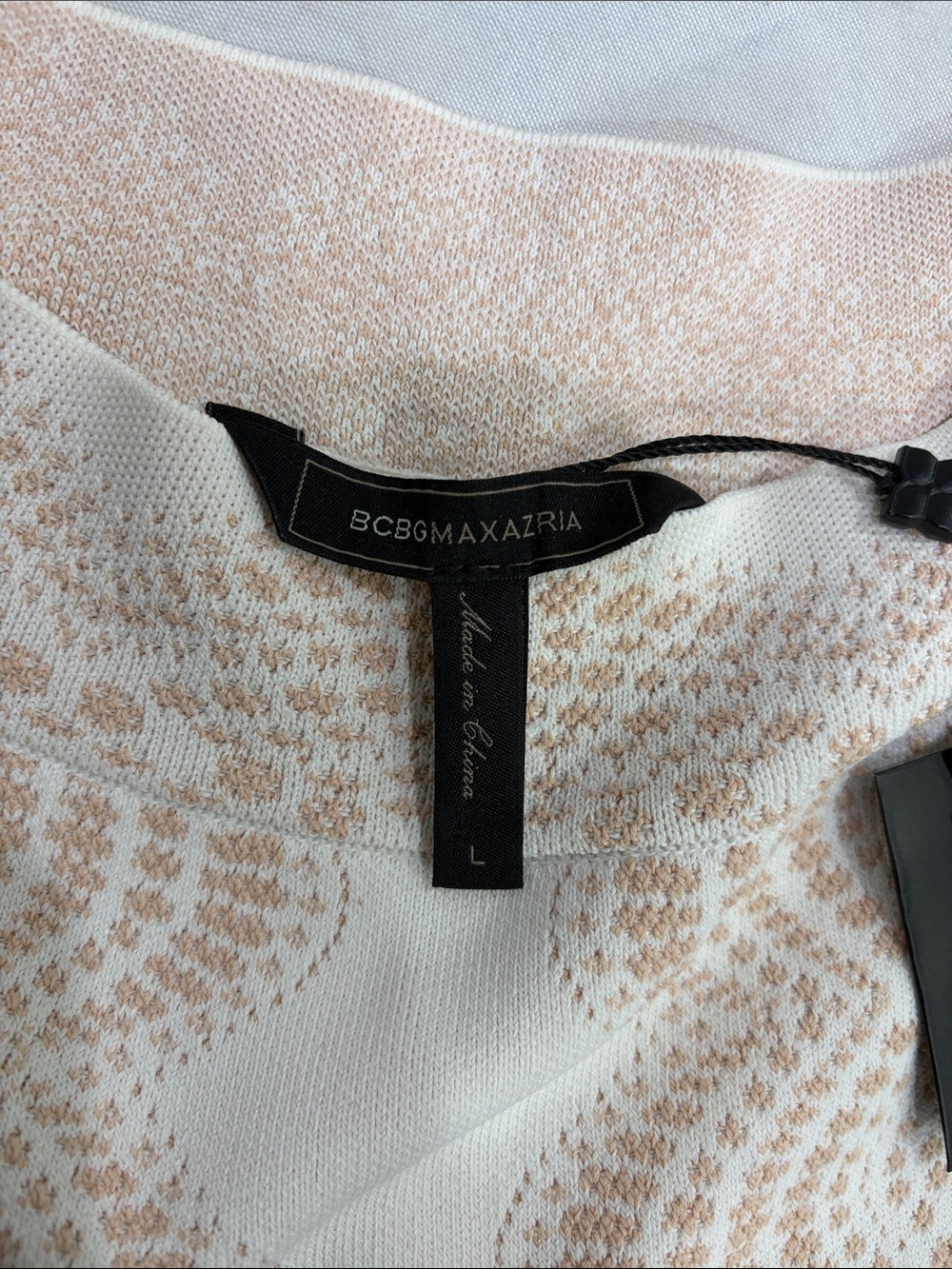 BCBGMaxAzria White and Light Peach Patterned Maxi Dress